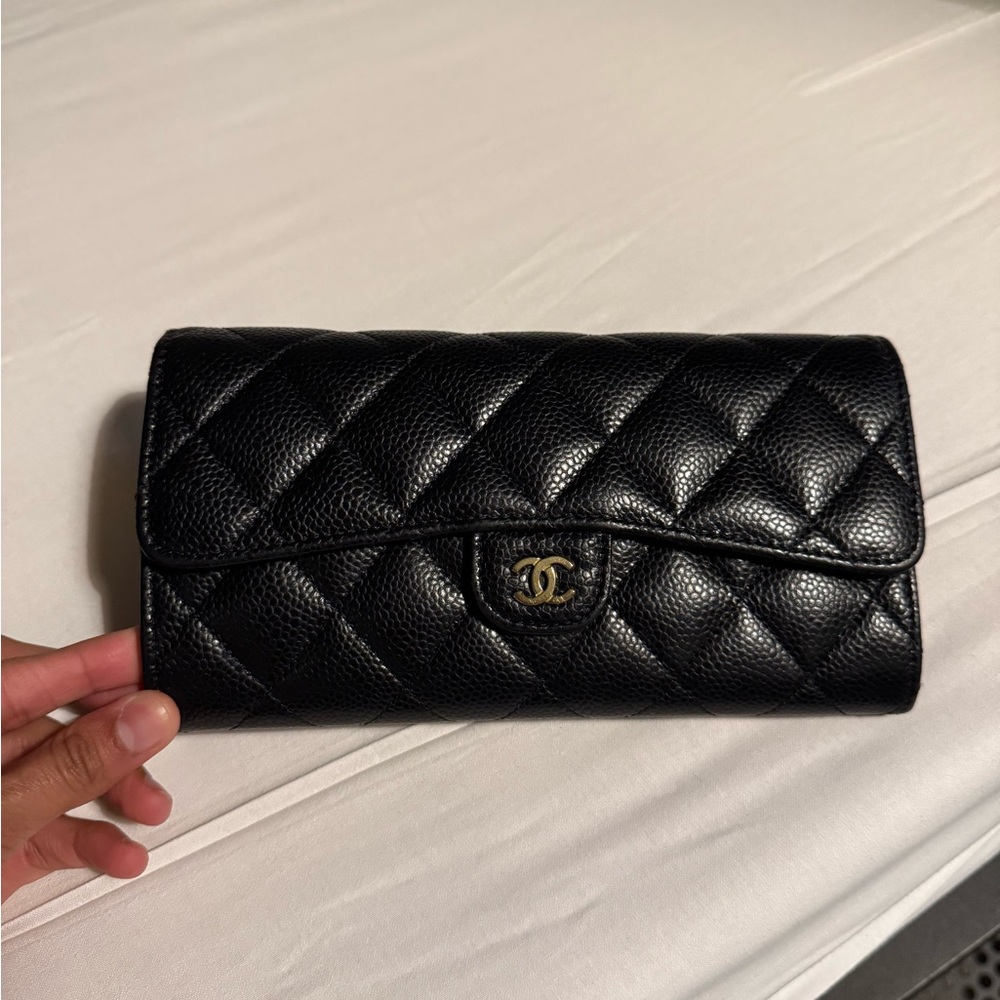 Chanel Caviar Quilted Large Gusset Flap Wallet